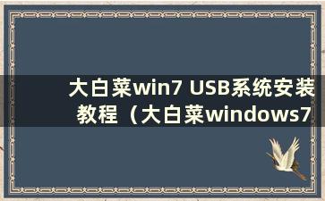 大白菜win7 USB系统安装教程（大白菜windows7 U盘启动盘制作）